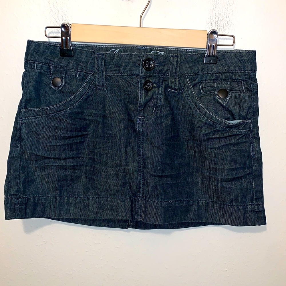 Vintage Y2K American Eagle Low Rise Micro Mini Skirt Cotton Denim Size 2